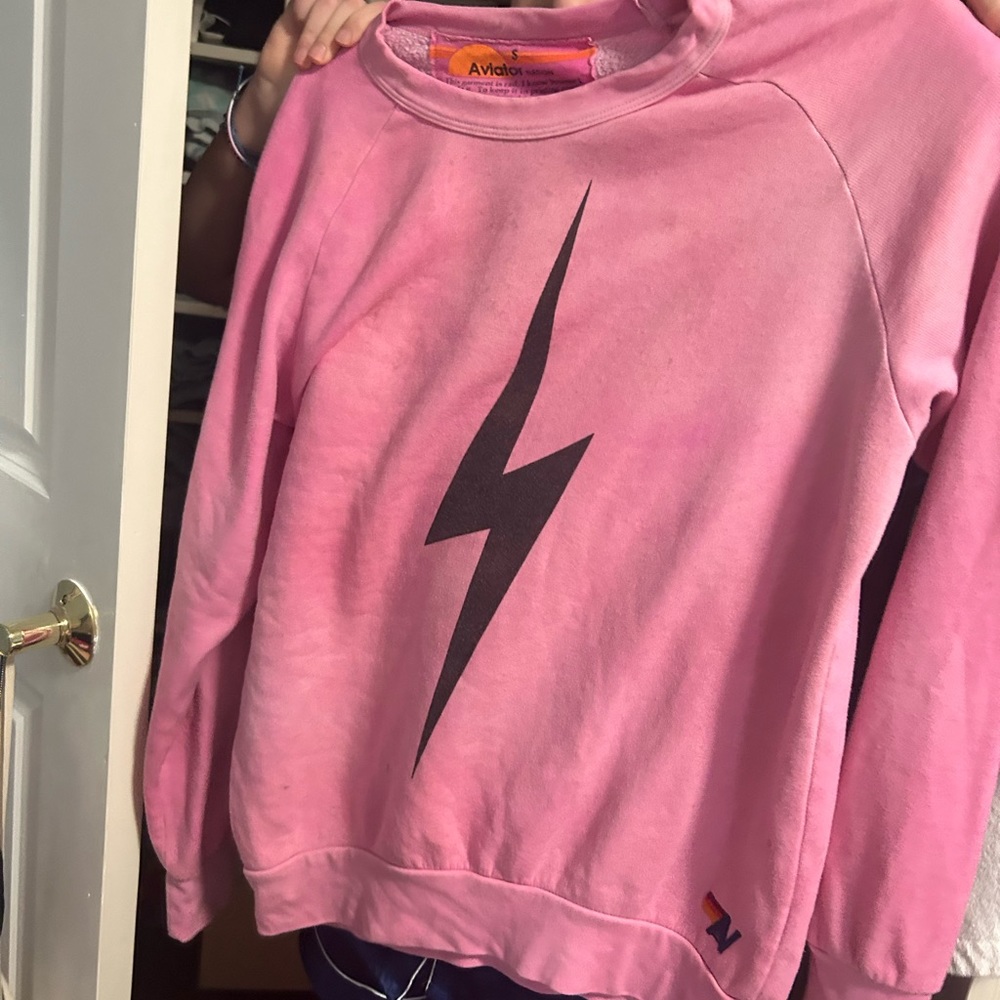 COPY - Aviator Nation Hot Pink lighting bolt sweater